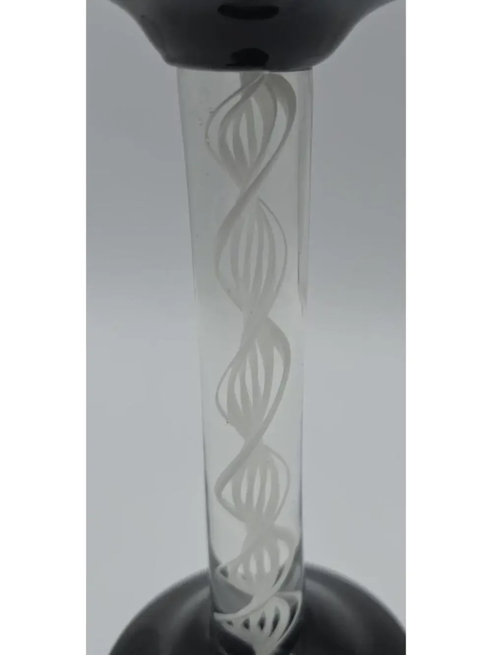 Vintage Murano Style Handblown Candlestick With White Zanfirico Latticino Twist